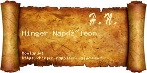 Hinger Napóleon névjegykártya
